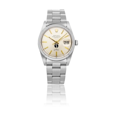 View full screen - View 1 of Lot 161. ROLEX | OYSTER PERPETUAL DATE A STAINLESS STEEL AUTOMATIC WRISTWATCH CIRCA 1988.
