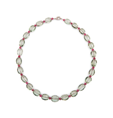 View full screen - View 1 of Lot 54. PRASIOLITE, SPINEL AND DIAMOND NECKLACE, MICHELE DELLA VALLE.