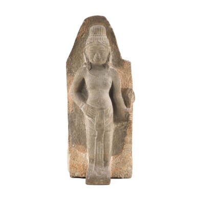 View full screen - View 1 of Lot 3091. A stone standing figure, Champa, 10th - 12th century 十至十二世紀 占城 石雕立像.