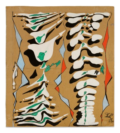 View full screen - View 1 of Lot 19. SALVADOR DALÍ | PLUIE DU PRINTEMPS, PROJET POUR UN TISSU IMPRIMÉ DE LA COLLECTION STIMULUS POUR SCHIFFER PRINTS DIVISION DE MIL-ART COMPANY.