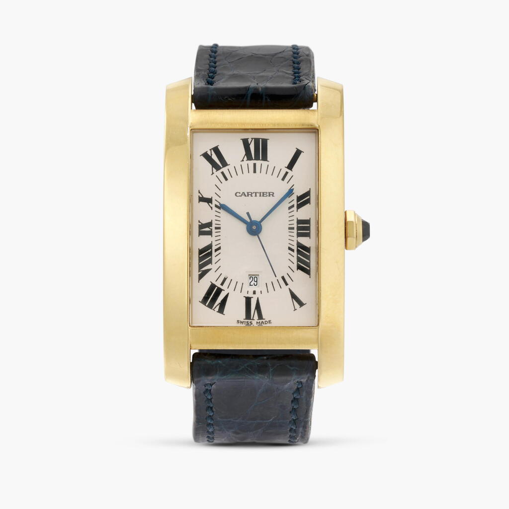 View full screen - View 1 of Lot 242. Tank Americaine | A Yellow Gold Wristwatch with date | Circa 1985.