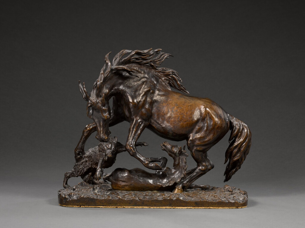 View full screen - View 1 of Lot 80. Mare protecting her foal from a wolf.