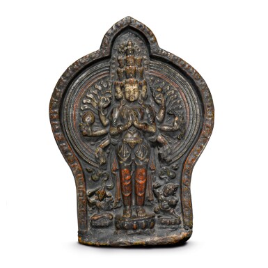 View full screen - View 1 of Lot 898. A TSA TSA DEPICTING EKADASAMUKHA AVALOKITESHVARA, TIBET, 18TH CENTURY.