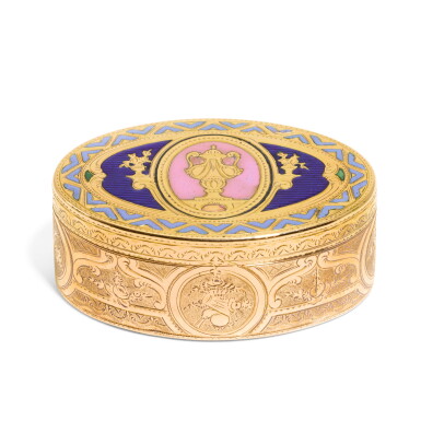 View full screen - View 1 of Lot 314. A small gold and enamel snuff box, Hanau, circa 1780 and later.