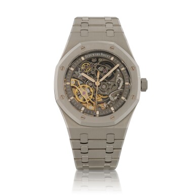 View full screen - View 1 of Lot 100. Royal Oak, Ref. 15407ST.OO.1220ST.01, Stainless steel skeletonized wristwatch with bracelet Circa 2016 | 愛彼 | 15407ST.OO.1220ST.01型號「Royal Oak」精鋼鏤空鍊帶腕錶,約2016年製.