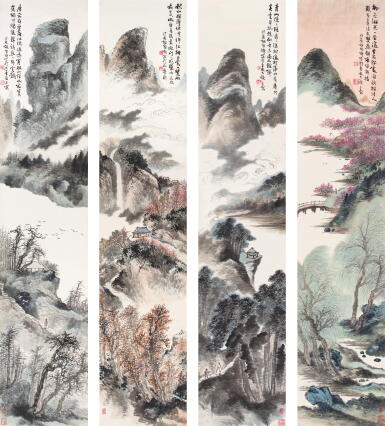 View full screen - View 1 of Lot 2654. 胡佩衡 四時麗景 | Hu Peiheng, Landscape of Four Seasons.