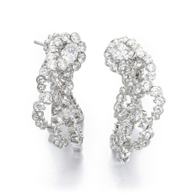 View full screen - View 1 of Lot 1184. Pair of diamond earrings.