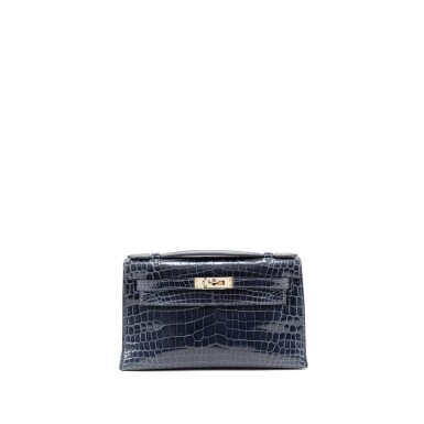 View full screen - View 1 of Lot 1033. Bleu Abysse Shiny Niloticus Crocodile Kelly pochette Palladium Hardware, 2011.