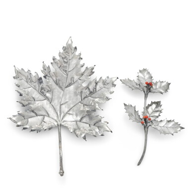 View full screen - View 1 of Lot 20. An Italian leaf-form silver dish and table ornament, Mario Buccellati, Milan, 20th century.