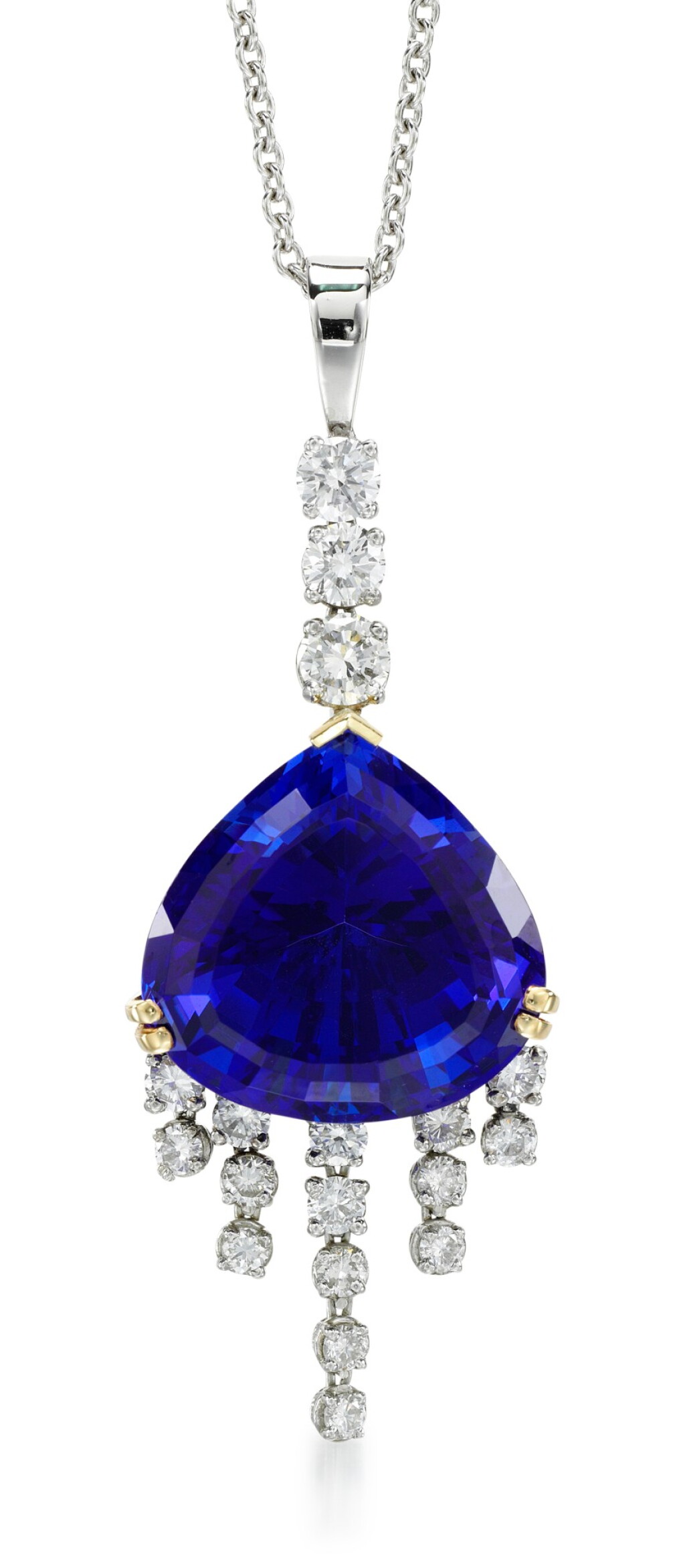 View full screen - View 1 of Lot 226. TANZANITE AND DIAMOND PENDANT.