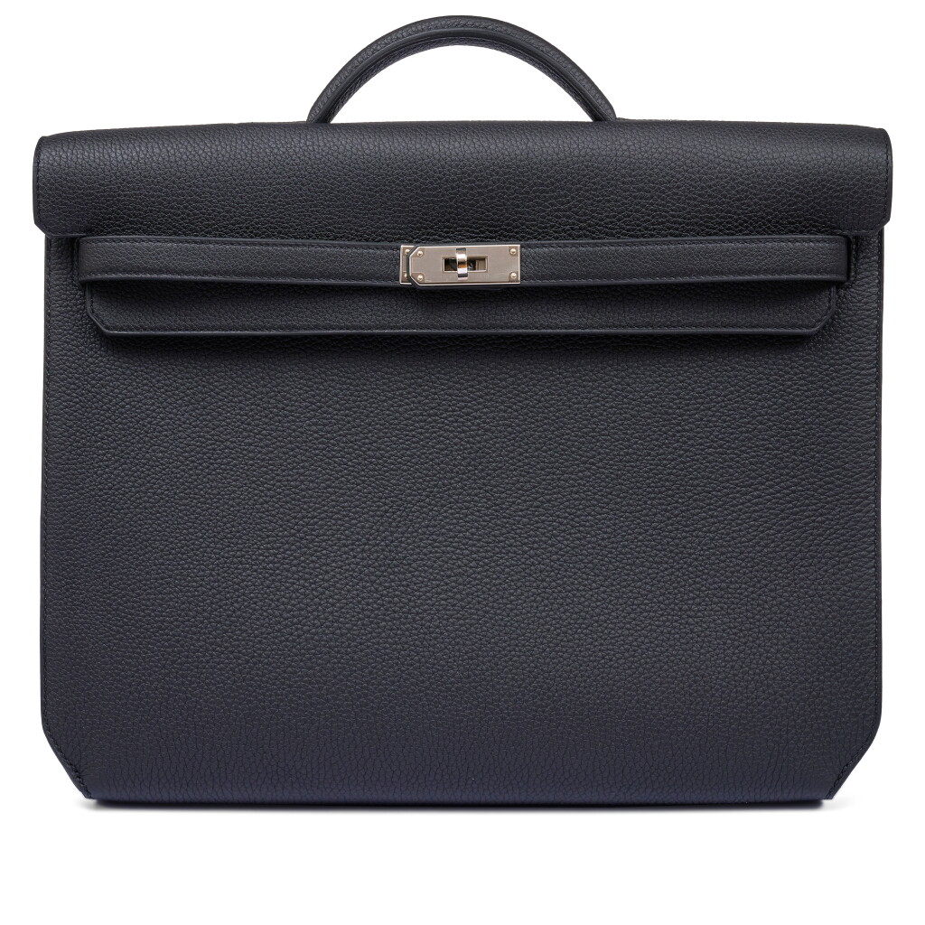 View full screen - View 1 of Lot 118. Black Togo Kelly Dépêches 36 Briefcase Palladium Hardware, 2024.