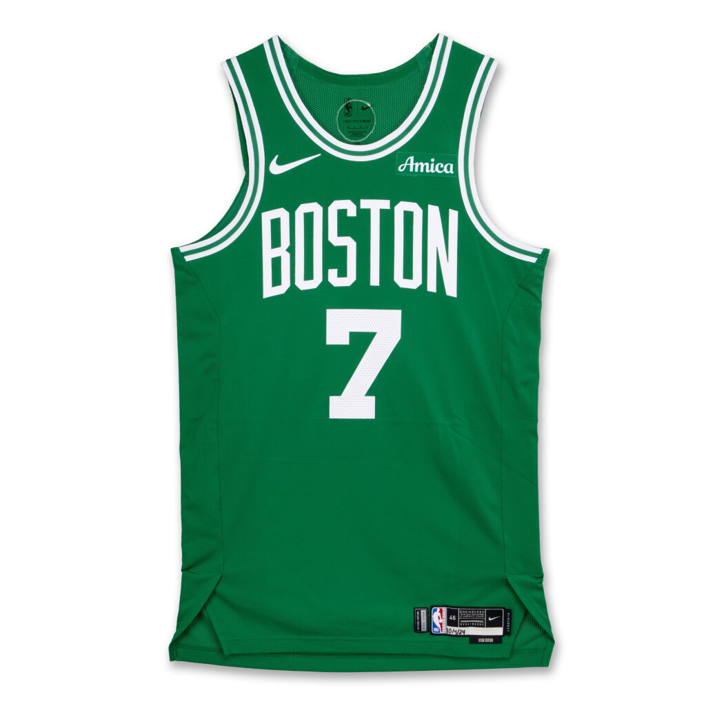 View full screen - View 1 of Lot 28. Jaylen Brown Boston Celtics 2024-2025 Game Worn Icon Edition Jersey.