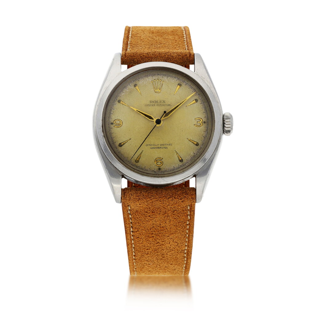 View full screen - View 1 of Lot 8046. Rolex | Oyster Perpetual, Reference 6084, A stainless steel wristwatch, Circa 1953 | 勞力士 | Oyster Perpetual 型號6084 精鋼腕錶,約1953年製.