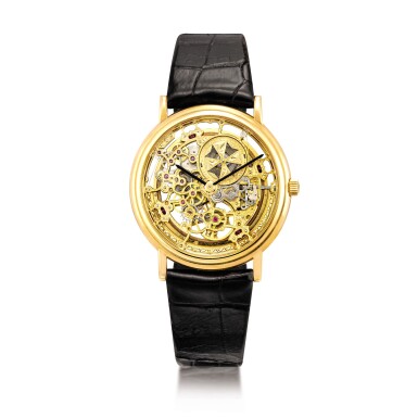 View full screen - View 1 of Lot 2266. Vacheron Constantin | Patrimony Squelette, Reference 43038 | A yellow gold skeletonized wristwatch, Circa 1994 | 江詩丹頓 | Patrimony Squelette 型號43038 黃金鏤空腕錶,約1994年製.