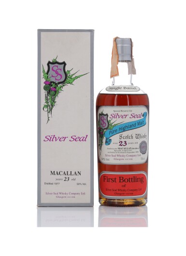 View full screen - View 1 of Lot 113. Macallan Silver Seal 23 Year Old 50.0 abv 1977 (1 Bottle 70cl).