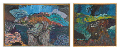 View full screen - View 1 of Lot 88. Land Growing On The Balancing Rocks & Sable Going Around (Two Oil Paintings).