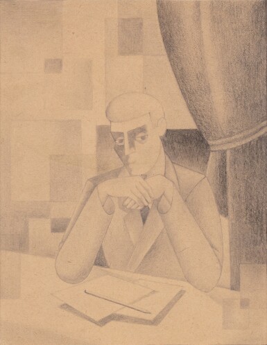 View full screen - View 1 of Lot 50. Homme assis pensif.