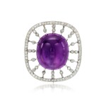 Amethyst and diamond brooch, circa 1910