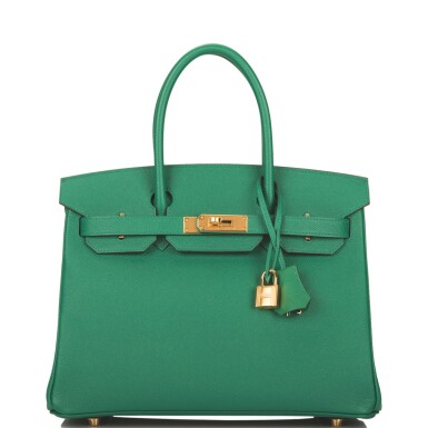 View full screen - View 1 of Lot 74. Hermès Vert Vertigo Birkin 30cm of Epsom Leather with Gold Hardware.