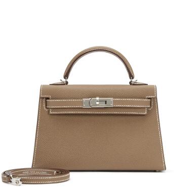 View full screen - View 1 of Lot 118. Etoupe Epsom Mini Kelly 20 II Palladium Hardware, 2024.