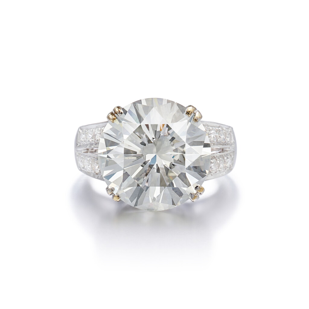 View full screen - View 1 of Lot 1630. Diamond Ring | 9.54克拉 圓形 K色 鑽石 戒指.