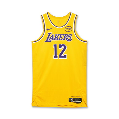 View full screen - View 1 of Lot 29. Jake LaRavia Los Angeles Lakers 2026 NBA Playoffs Western Conference Round 1 Game Worn Icon Edition Jersey | Game 1 .
