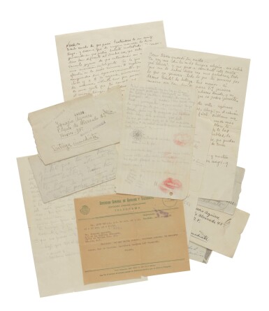 View full screen - View 1 of Lot 203. Kahlo, Frida | Signed by the artist, with drawings and lipstick kisses.