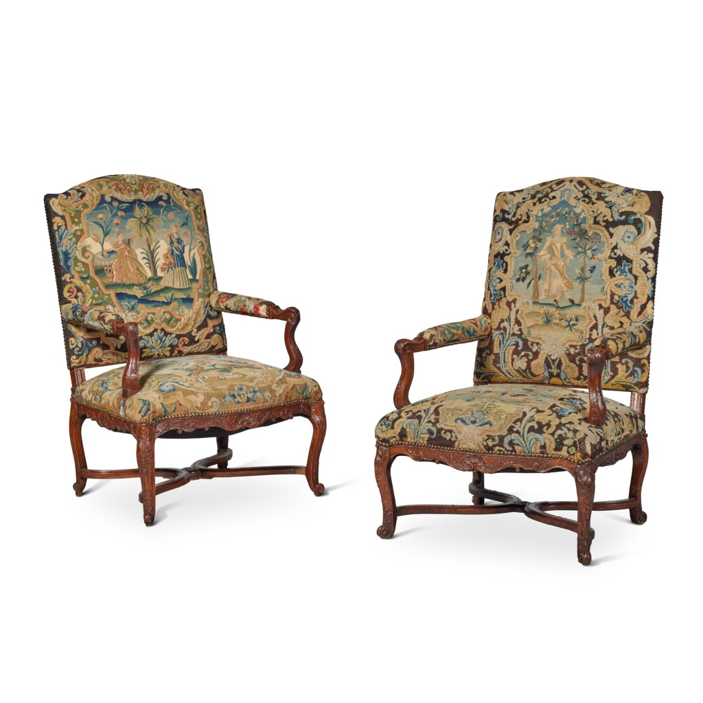 View full screen - View 1 of Lot 10. Two Similar Régence Beechwood Fauteuils à la Reine, Circa 1720.