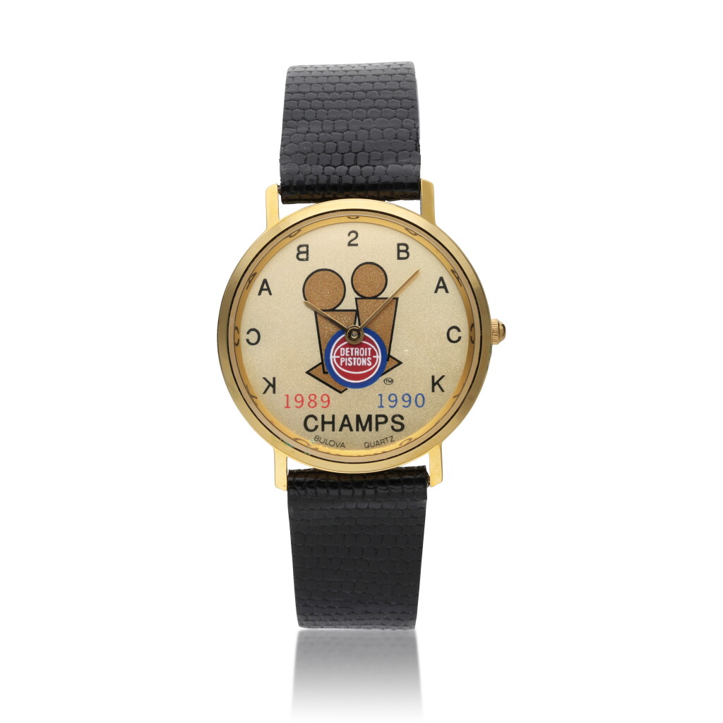View full screen - View 1 of Lot 16. Isiah Thomas Detroit Pistons Bulova 'Back 2 Back' 1990 NBA Finals Champions Watch.