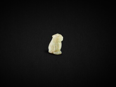 View full screen - View 1 of Lot 3849. A greyish-celadon jade tiger, Six dynasties | 六朝 灰青玉虎.