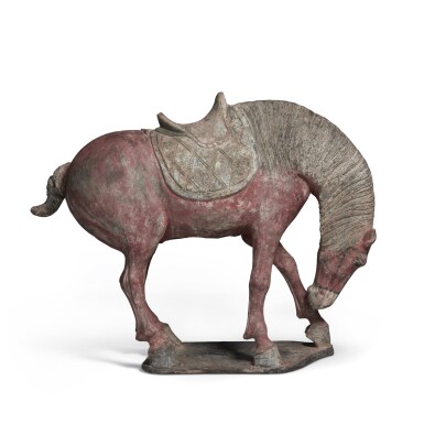 View full screen - View 1 of Lot 549. A Tang-style painted pottery figure of a horse | 灰陶加彩馬.