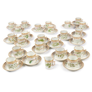 View full screen - View 1 of Lot 1309. Twenty-Four Royal Copenhagen 'Flora Danica' Coffee Cans and Saucers, Modern.