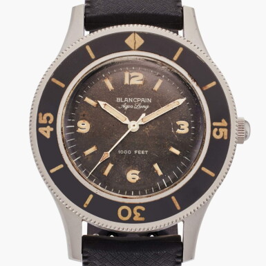 View full screen - View 1 of Lot 98. Fifty Fathoms Aqua-Lung | A stainless steel automatic wristwatch, Circa 1960.