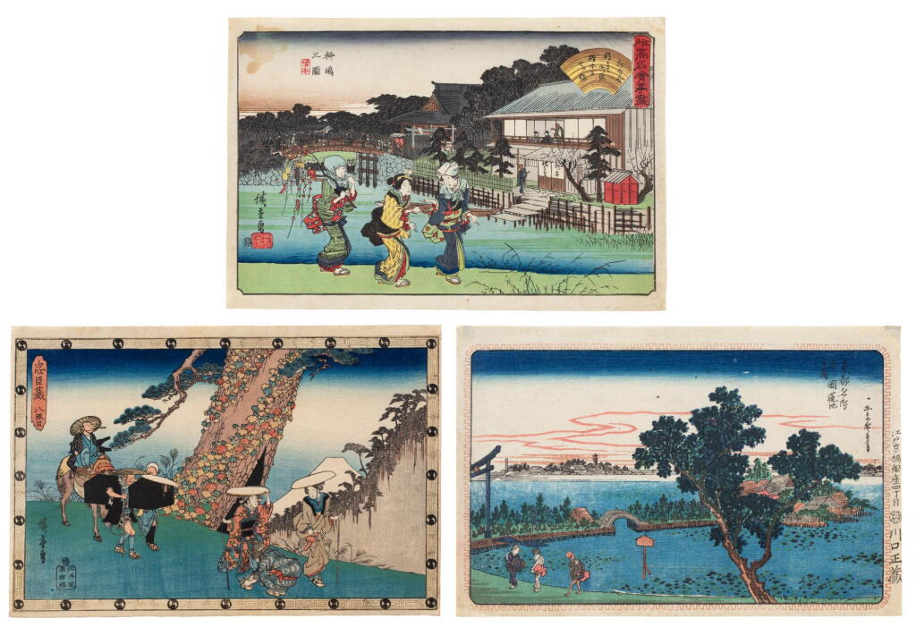 View full screen - View 1 of Lot 36. Utagawa Hiroshige (1797-1858) | Three woodblock prints | Edo period, 19th century.