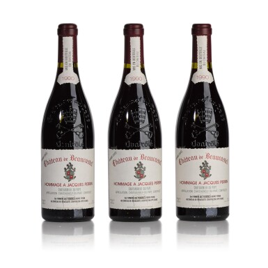 View full screen - View 1 of Lot 402. Château de Beaucastel, Hommage à Jacques Perrin 1990 (3 BT).