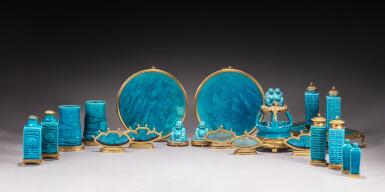 View full screen - View 1 of Lot 166. A group of twenty-one gilt-bronze mounted turquoise-glazed wares, Qing dynasty, 18th century.