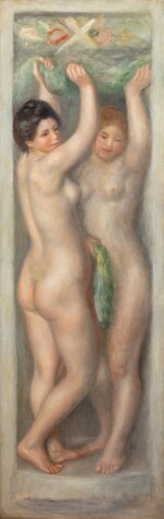 Deux jeunes femmes nues, guirlandes de feuillages et de fruits
