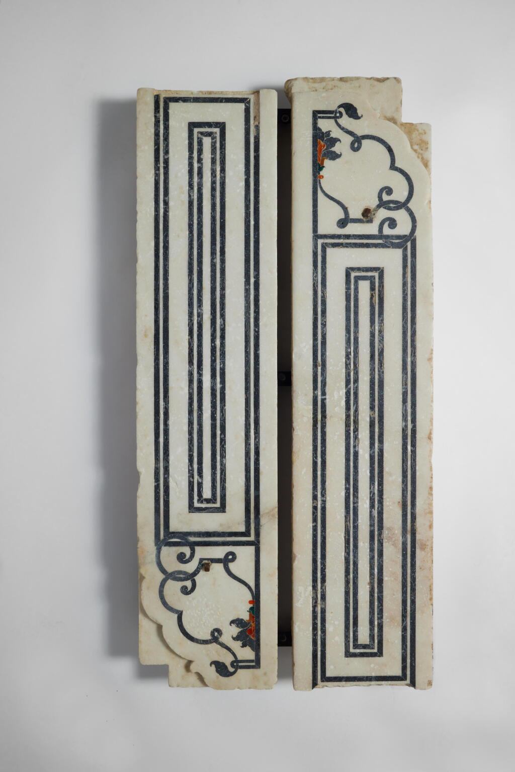 View full screen - View 1 of Lot 355. A Pair of Mughal Pietra Dura Marble Panels, North India, Agra Region, circa 1630-40.