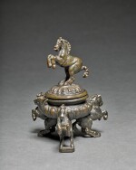 Inkwell with four rearing horses