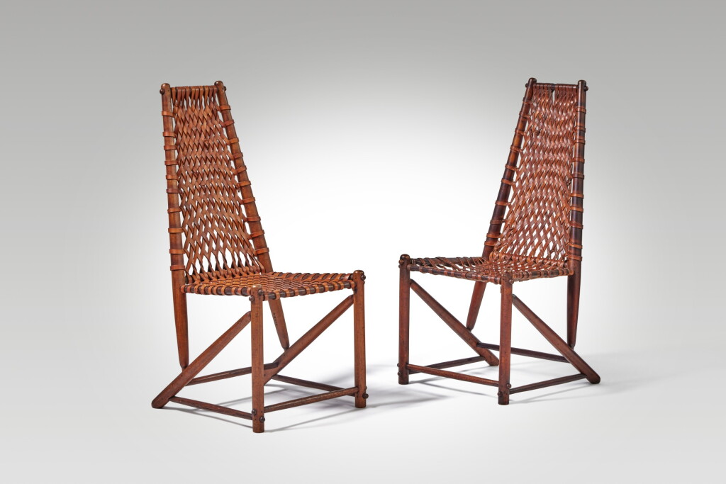 View full screen - View 1 of Lot 513. Pair of "Hammer Handle" Side Chairs.