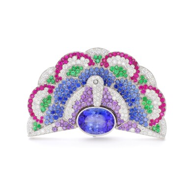 View full screen - View 1 of Lot 23. MICHELE DELLA VALLE | GEM SET AND DIAMOND BROOCH.
