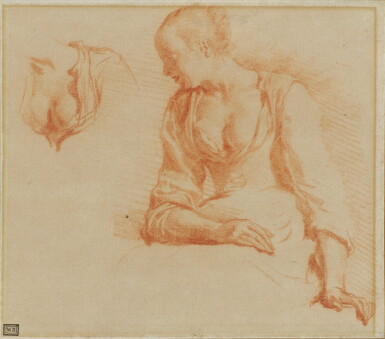 View full screen - View 1 of Lot 68. Studies of a seated peasant woman with an open bodice.