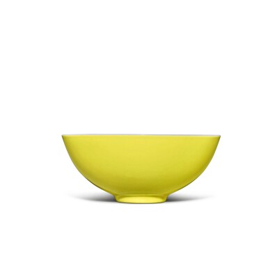 View full screen - View 1 of Lot 106. A fine and rare lemon-yellow-enameled bowl, Mark and period of Yongzheng.