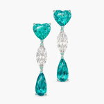 Pair of Paraíba Tourmaline and Diamond Pendent Earrings |「巴西」帕拉伊巴碧璽 配 鑽石 耳墜一對 (帕拉伊巴碧璽共重8.36克拉)