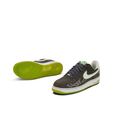 View full screen - View 1 of Lot 17. Fat Joe Signed Nike Air Force 1 Low Terror Squad Grey & Green | Size 12.