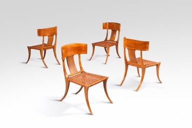 View full screen - View 1 of Lot 91. Ensemble de quatre chaises Klismos .