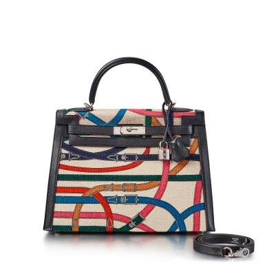 View full screen - View 1 of Lot 8363. Toile de Camp Cavalcadour and Noir Swift Kelly 32 Sellier Palladium Hardware, 2017.