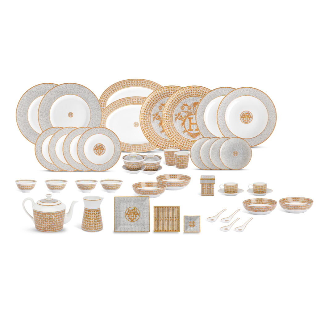 View full screen - View 1 of Lot 688. Set of Forty Mosaique au 24 Gold Porcelain Tableware Sets.