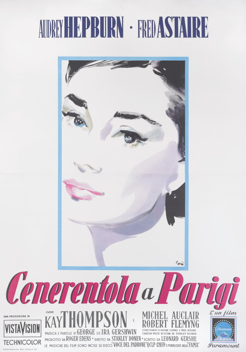 View full screen - View 1 of Lot 124. FUNNY FACE / CENERENTOLA A PARIGI (1957) POSTER, ITALIAN.
