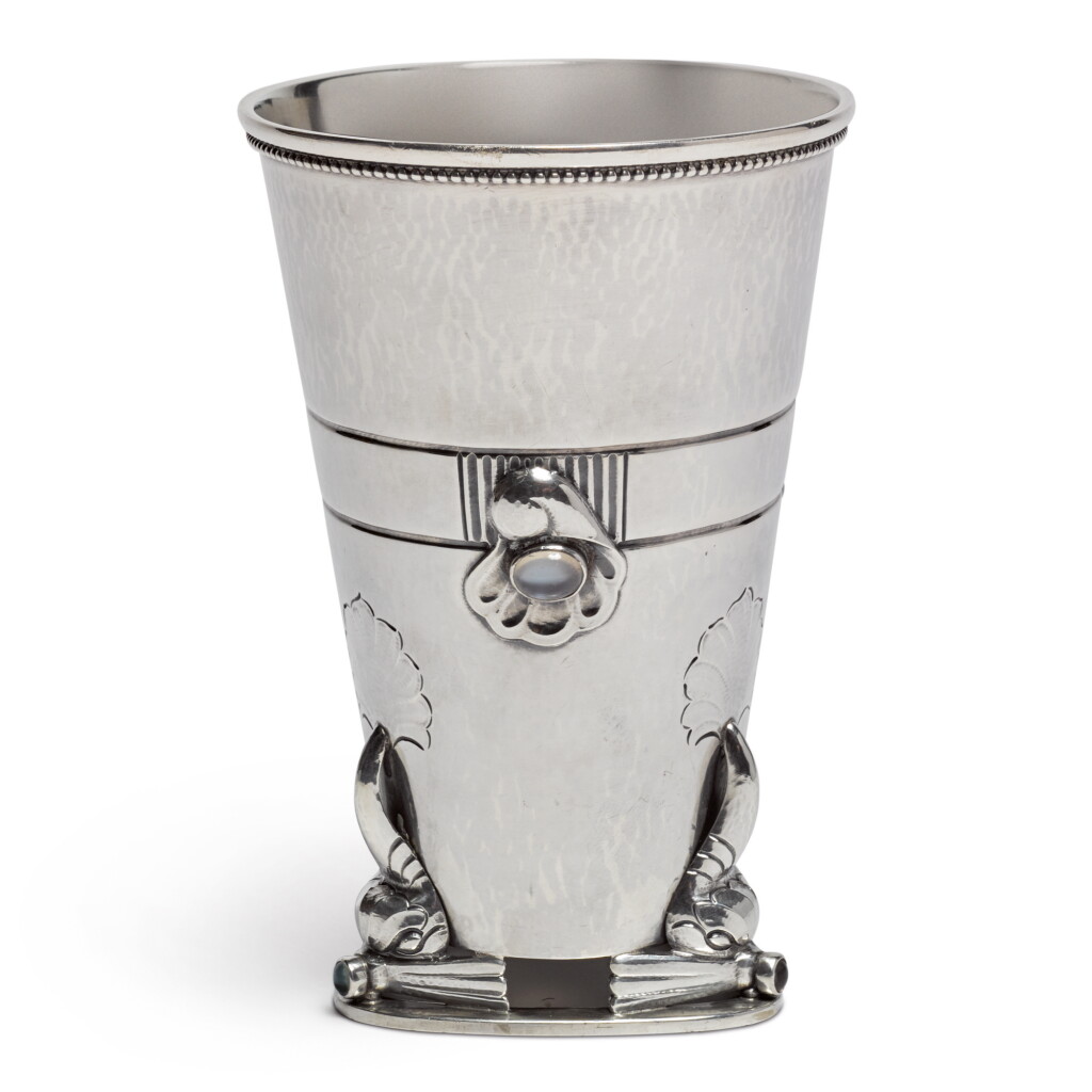 View full screen - View 1 of Lot 361. A DANISH SILVER AND HARDSTONE VASE, NO. 118A, GEORG JENSEN SILVERSMITHY, COPENHAGEN, CIRCA 1925-32.